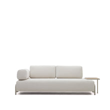 Load image into Gallery viewer, Compo 3-seater sofa chenille beige, large tray oak veneer and beige metal structure 232cm FSC Mix Credit