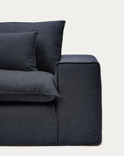 Load image into Gallery viewer, Anarela dark grey linen and viscose 2-seater sofa with removable cover 240 cm FSC Mix Credit - image 3