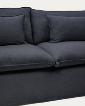 Load image into Gallery viewer, Anarela dark grey linen and viscose 2-seater sofa with removable cover 240 cm FSC Mix Credit - image 6