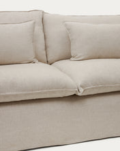 Load image into Gallery viewer, Anarela beige linen and viscose 2-seater sofa with removable cover 220 cm FSC Mix Credit - image 8