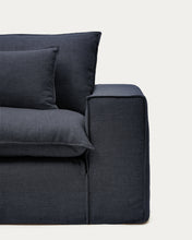 Load image into Gallery viewer, Anarela dark grey linen and viscose 2-seater sofa with removable cover 220 cm FSC Mix Credit - image 3