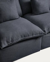Load image into Gallery viewer, Anarela dark grey linen and viscose 2-seater modular sofa with removable cover 180cm FSC Mix Credit - image 3