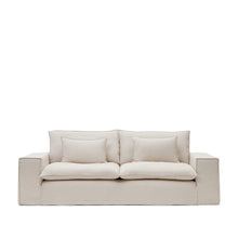 Load image into Gallery viewer, Anarela removable-cover 3-seater sofa with beige linen cushions FSC Mix Credit 280 cm.