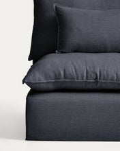 Load image into Gallery viewer, Anarela dark grey linen and viscose 3-seater modular sofa with removable cover 220cm FSC Mix Credit - image 3