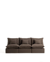 Load image into Gallery viewer, Anarela taupe linen 3-seater modular sofa with removable cover 270cm FSC Mix Credit