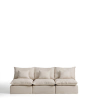 Load image into Gallery viewer, Anarela beige linen and viscose 3-seater modular sofa with removable cover 270cm FSC Mix Credit