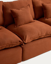 Load image into Gallery viewer, Anarela terracotta linen 3-seater modular sofa with removable cover 310cm FSC Mix Credit - image 2