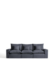 Load image into Gallery viewer, Anarela dark grey linen and viscose 3-seater modular sofa with removable cover 310cm FSC Mix Credit