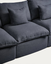 Load image into Gallery viewer, Anarela dark grey linen and viscose 3-seater modular sofa with removable cover 310cm FSC Mix Credit - image 4