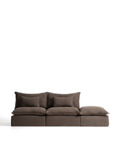 Load image into Gallery viewer, Anarela taupe linen 3-seater modular sofa with end module and removable cover 310cm FSC Mix Credit