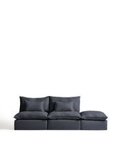 Load image into Gallery viewer, Anarela dark grey linen and viscose 3-seater modular sofa with end module and removable cover 310cm FSC Mix Credit