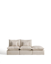 Load image into Gallery viewer, Anarela beige linen and viscose 2-seater modular sofa with end module and removable cover 270cm FSC Mix Credit