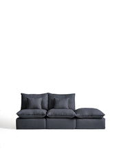 Load image into Gallery viewer, Anarela dark grey linen and viscose 2-seater modular sofa with end module and removable cover 270cm FSC Mix Credit