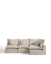 Load image into Gallery viewer, Anarela 4-seater modular corner sofa with removable covers in beige linen and viscose 287 x 197cm / 197 x 287cm FSC Mix Credit