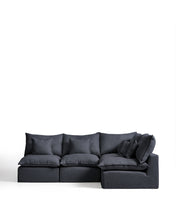 Load image into Gallery viewer, Anarela dark grey linen and viscose 4-seater modular corner sofa with removable cover 287 x 197cm / 197 x 287cm FSC Mix Credit