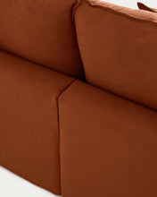 Load image into Gallery viewer, Anarela terracotta linen 6-seater modular corner sofa with removable cover 327 x 217cm / 217 x 327cm FSC Mix Credit - image 4