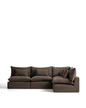 Load image into Gallery viewer, Anarela taupe linen 6-seater modular corner sofa with removable cover 327 x 217cm / 217 x 327cm FSC Mix Credit