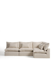 Load image into Gallery viewer, Anarela 6-seater modular corner sofa with removable covers in beige linen and viscose 327 x 217cm / 217 x 327cm FSC Mix Credit