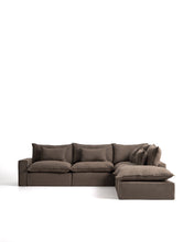 Load image into Gallery viewer, Anarela taupe linen 6-seater modular corner sofa with removable cover 347 x 307 cm FSC Mix Credit