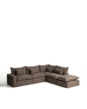 Load image into Gallery viewer, Anarela taupe linen 6-seater modular corner sofa with removable cover 347 x 307 cm FSC Mix Credit - image 2