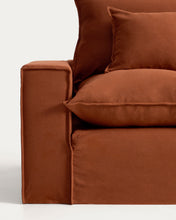 Load image into Gallery viewer, Anarela terracotta linen 4-seater modular corner sofa with removable cover 307 x 287 cm FSC Mix Credit - image 2