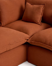 Load image into Gallery viewer, Anarela terracotta linen 4-seater modular corner sofa with removable cover 307 x 287 cm FSC Mix Credit - image 3