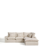 Load image into Gallery viewer, Anarela beige linen and viscose 4-seater modular corner sofa with removable cover 307 x 287 cm FSC Mix Credit