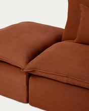 Load image into Gallery viewer, Anarela terracotta linen 6-seater modular corner sofa with removable cover 307 x 347 cm FSC Mix Credit - image 3