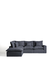Load image into Gallery viewer, Anarela dark grey linen and viscose 4-seater modular corner sofa with removable cover 287 x 307 cm FSC Mix Credit