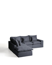 Load image into Gallery viewer, Anarela dark grey linen and viscose 4-seater modular corner sofa with removable cover 287 x 307 cm FSC Mix Credit - image 2