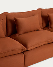 Load image into Gallery viewer, Anarela terracotta linen 5-seater modular sofa with removable cover 330cm FSC Mix Credit - image 2