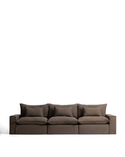 Load image into Gallery viewer, Anarela taupe linen 5-seater modular sofa with removable cover 370cm FSC Mix Credit