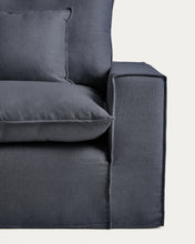 Load image into Gallery viewer, Anarela dark grey linen and viscose 5-seater modular sofa with removable cover 370cm FSC Mix Credit - image 3