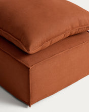 Load image into Gallery viewer, Anarela terracotta linen footrest with removable cover and cushion 80 x 80cm FSC Mix Credit - image 2