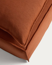Load image into Gallery viewer, Anarela terracotta linen footrest with removable cover and cushion 80 x 80cm FSC Mix Credit - image 3