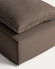 Load image into Gallery viewer, Anarela taupe linen footrest with removable cover and cushion 80 x 80cm FSC Mix Credit - image 3
