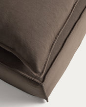 Load image into Gallery viewer, Anarela taupe linen footrest with removable cover and cushion 80 x 80cm FSC Mix Credit - image 4