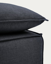 Load image into Gallery viewer, Anarela dark grey linen and viscose footrest with removable cover and cushion 80 x 80cm FSC Mix Credit - image 5