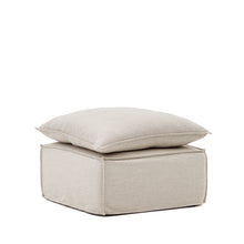 Load image into Gallery viewer, Anarela removable-cover footstool with beige linen cushion FSC Mix Credit 80 x 80 cm.