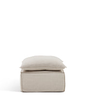 Load image into Gallery viewer, Anarela removable-cover footstool with beige linen cushion FSC Mix Credit 80 x 80 cm. - image 4