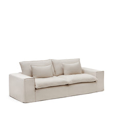 Load image into Gallery viewer, Anarela 3 seater sofa cover in beige linen - image 5