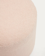 Load image into Gallery viewer, Kaeli footrest with removable cover in pink bouclé Ø 43 cm - image 4
