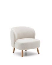 Load image into Gallery viewer, Ulit armchair in beige chenille with solid beech wood legs in a natural finish