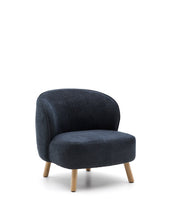 Load image into Gallery viewer, Ulit armchair in blue-grey chenille with solid beech wood legs in a natural finish