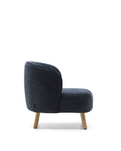 Load image into Gallery viewer, Ulit armchair in blue-grey chenille with solid beech wood legs in a natural finish - image 2