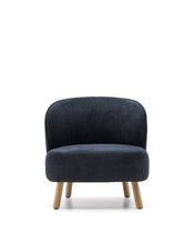 Load image into Gallery viewer, Ulit armchair in blue-grey chenille with solid beech wood legs in a natural finish - image 4