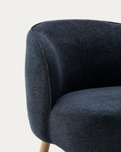 Load image into Gallery viewer, Ulit armchair in blue-grey chenille with solid beech wood legs in a natural finish - image 9
