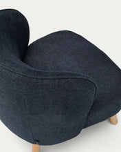 Load image into Gallery viewer, Ulit armchair in blue-grey chenille with solid beech wood legs in a natural finish - image 10
