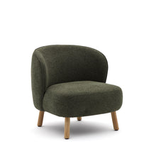 Load image into Gallery viewer, Ulit armchair in green chenille with solid beech wood legs in a natural finish