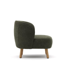 Load image into Gallery viewer, Ulit armchair in green chenille with solid beech wood legs in a natural finish - image 3